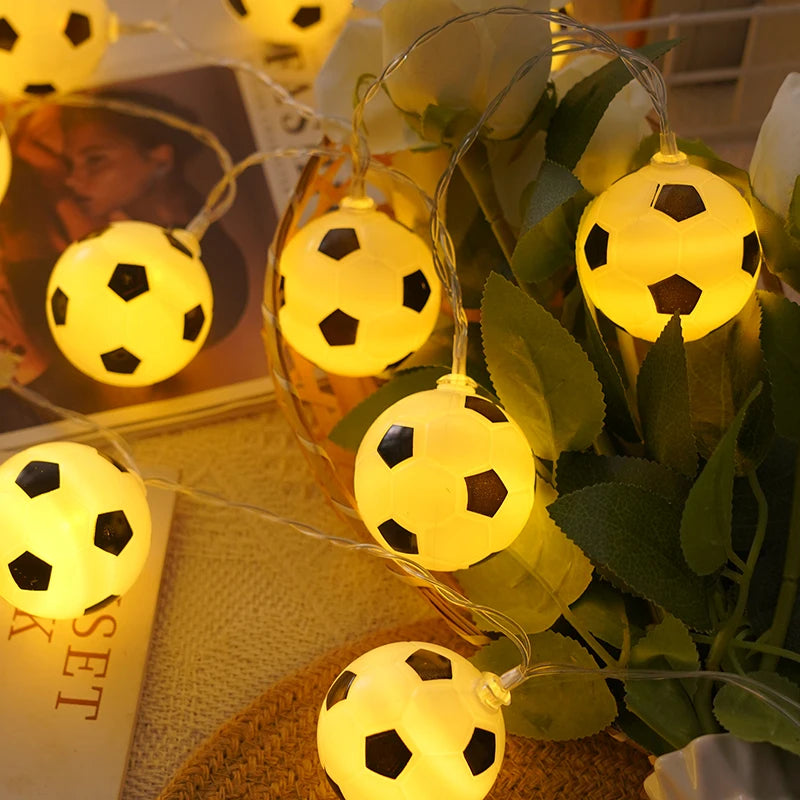 Football Party Themed Decor Football Shaped String Lights Festival Atmosphere Lights Battery Powered