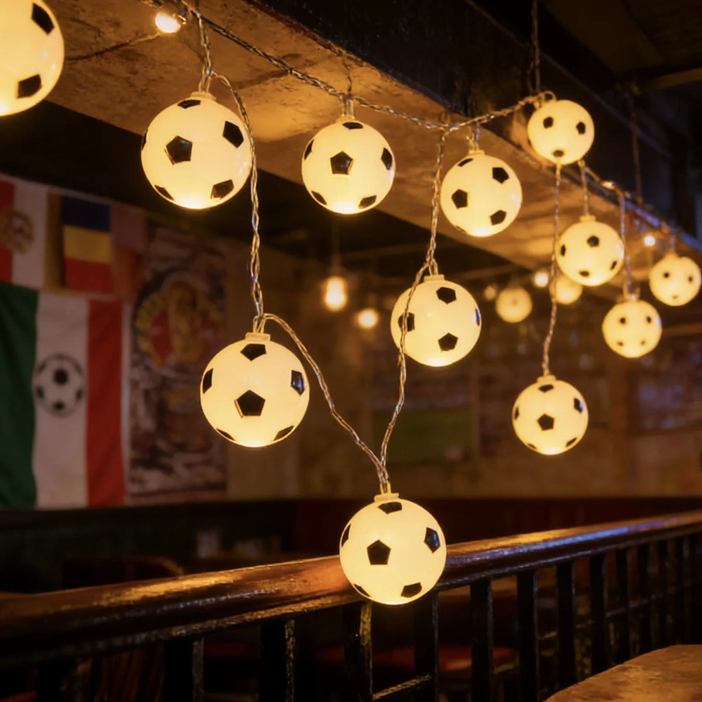 Football Party Themed Decor Football Shaped String Lights Festival Atmosphere Lights Battery Powered