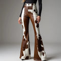 Women's Plaid High Waist Flare Pants – Elastic Waist Streetwear Bootcut Trousers | Autumn Winter