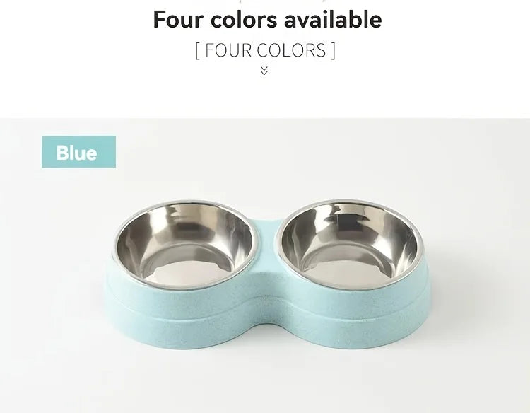 Comedouro Duplo Antiderrapante para Cães e Gatos com Base Redonda para Água e Ração
