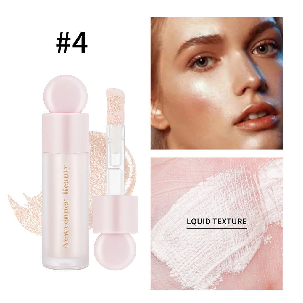 Kit Iluminador Blush e Contorno Líquido 3 em 1 para Rosto e Corpo Acabamento Glossy e Brilho Natural