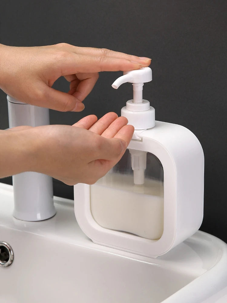 Dispenser de Sabão Plástico Transparente 300ml e 500ml para Banheiro, Cozinha e Viagem