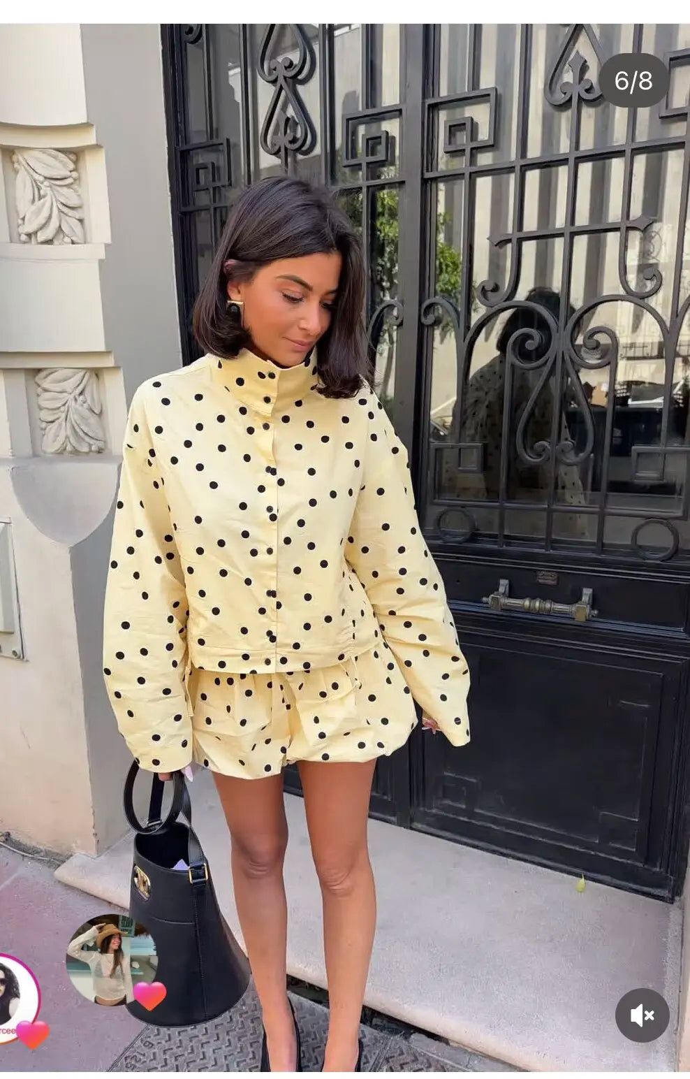 Women's Polka Dot Jacket & Shorts Set – Chic 2-Piece Street Style Suit