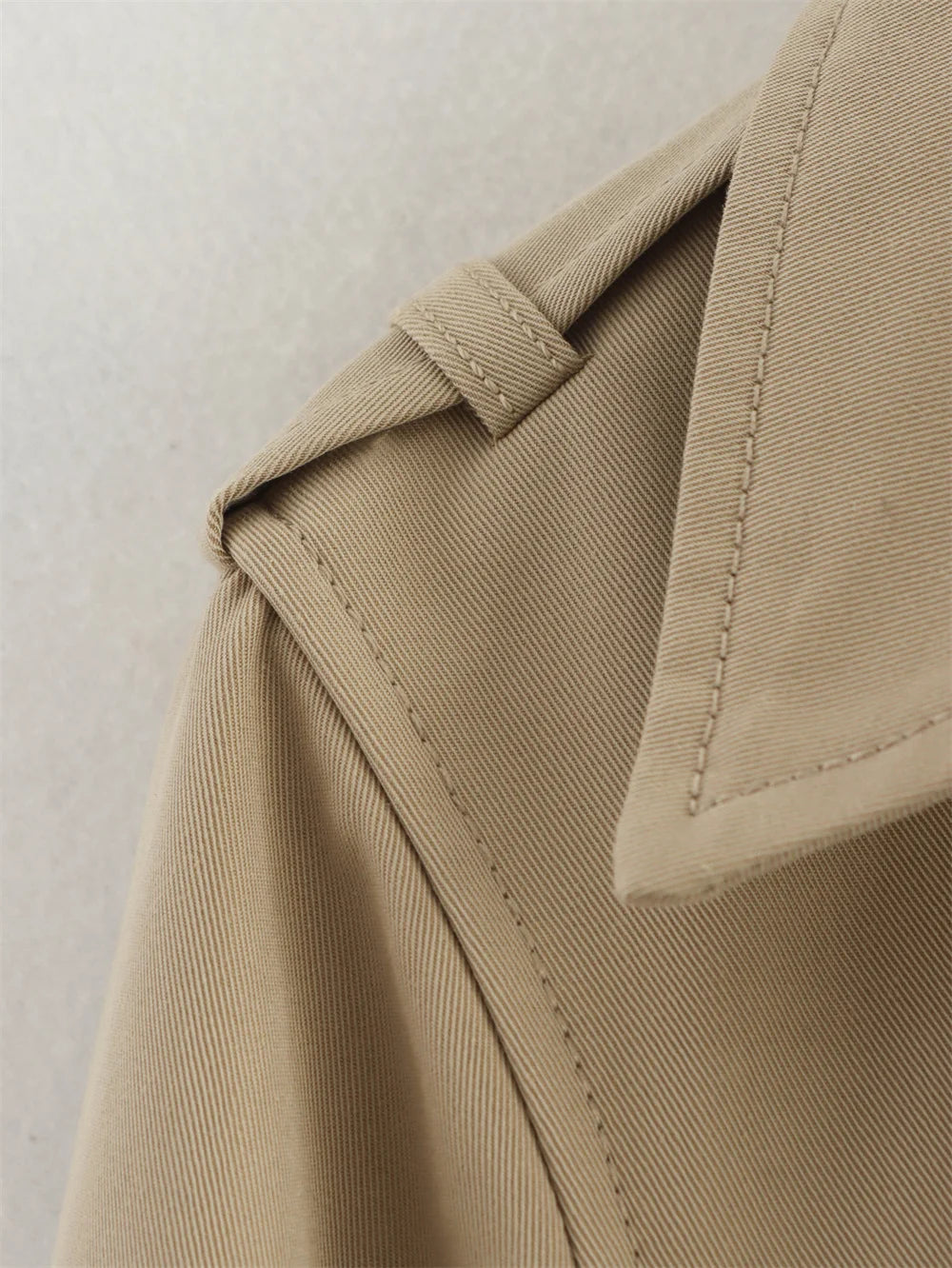 Women's Vintage Cropped Trench Coat | Double Breasted Streetwear Jacket | All Season | MOXFCIZO