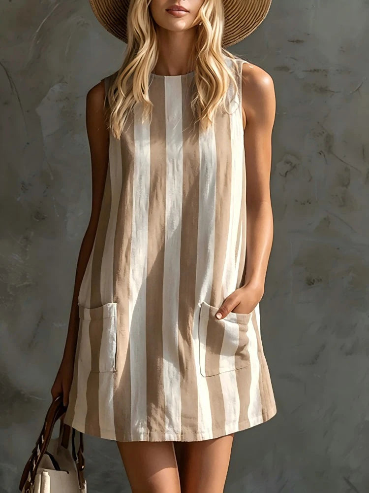 Women's Striped Mini Dress – Batwing Sleeve Sweetheart Neck A-Line | Summer Casual Fashion 2026