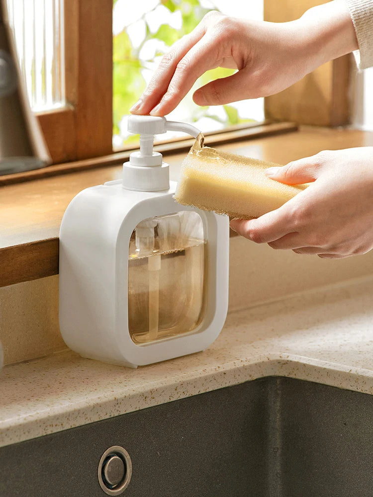 Dispenser de Sabão Plástico Transparente 300ml e 500ml para Banheiro, Cozinha e Viagem