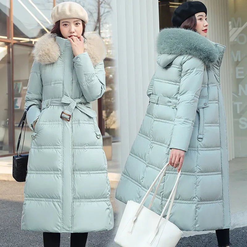 Women's X-Long Padded Parka – Faux Fur Collar Cotton Jacket | 8 Colors M–XXL