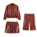Women's Solid Chic Suit Set – Zipper Top, Mini Skirt & Shorts | High Street Spring Fashion