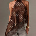 Women's Y2K Lace Halter Crop Top | Backless Irregular Hem Tank | Summer Vintage Vest