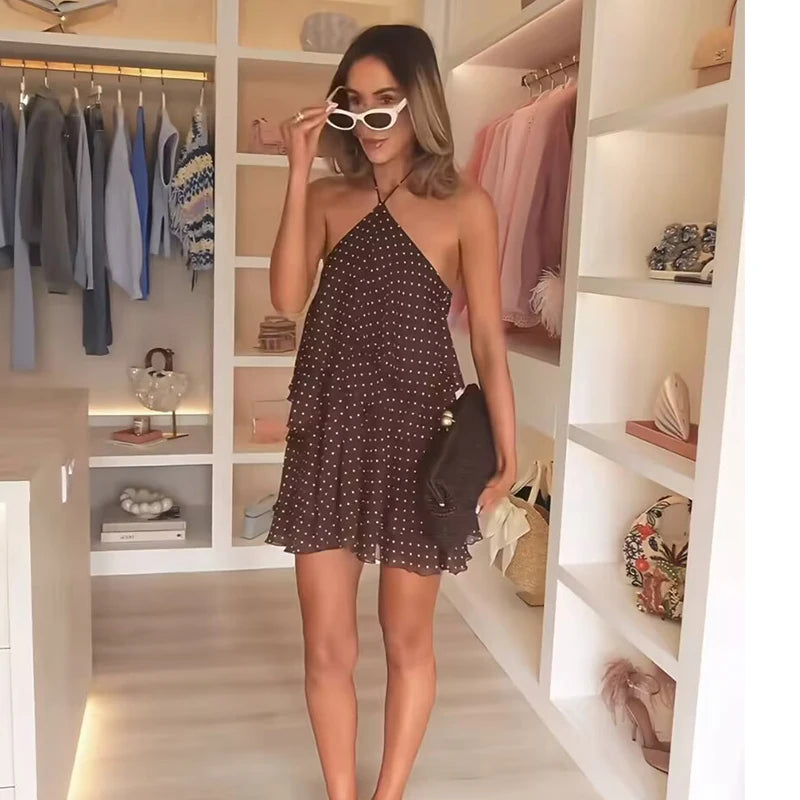 Women's Polka Dot Strapless Mini Dress | A-Line Sleeveless Party Dress | Summer 2026