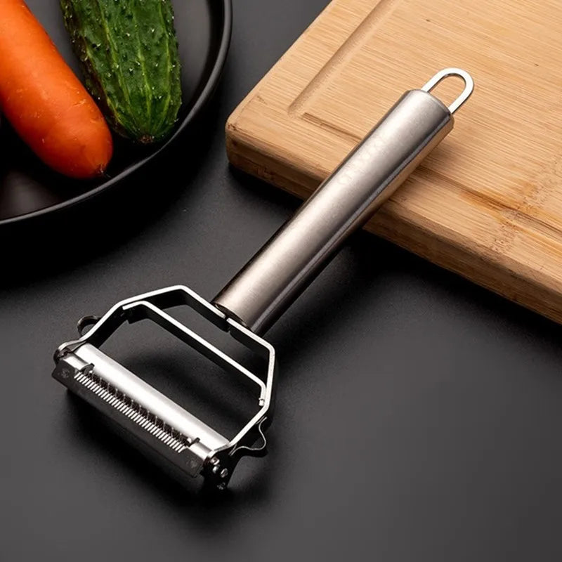 Descascador de Legumes e Frutas em Aço Inox Multifuncional 2 em 1 e 4 em 1 para Cozinha