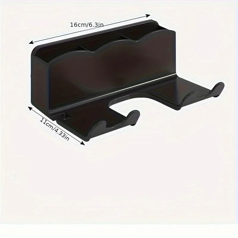 Suporte de Parede para Secador de Cabelo sem Furos Organizador de Banheiro Reutilizável Preto e Branco