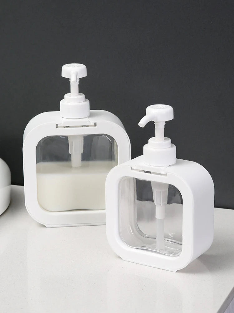 Dispenser de Sabão Plástico Transparente 300ml e 500ml para Banheiro, Cozinha e Viagem