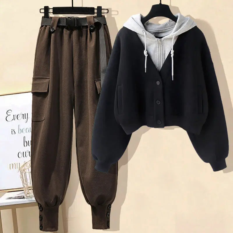 Women's Knitted 3-Piece Set – High-Neck Slim Fit Elegant Autumn Winter Ensemble