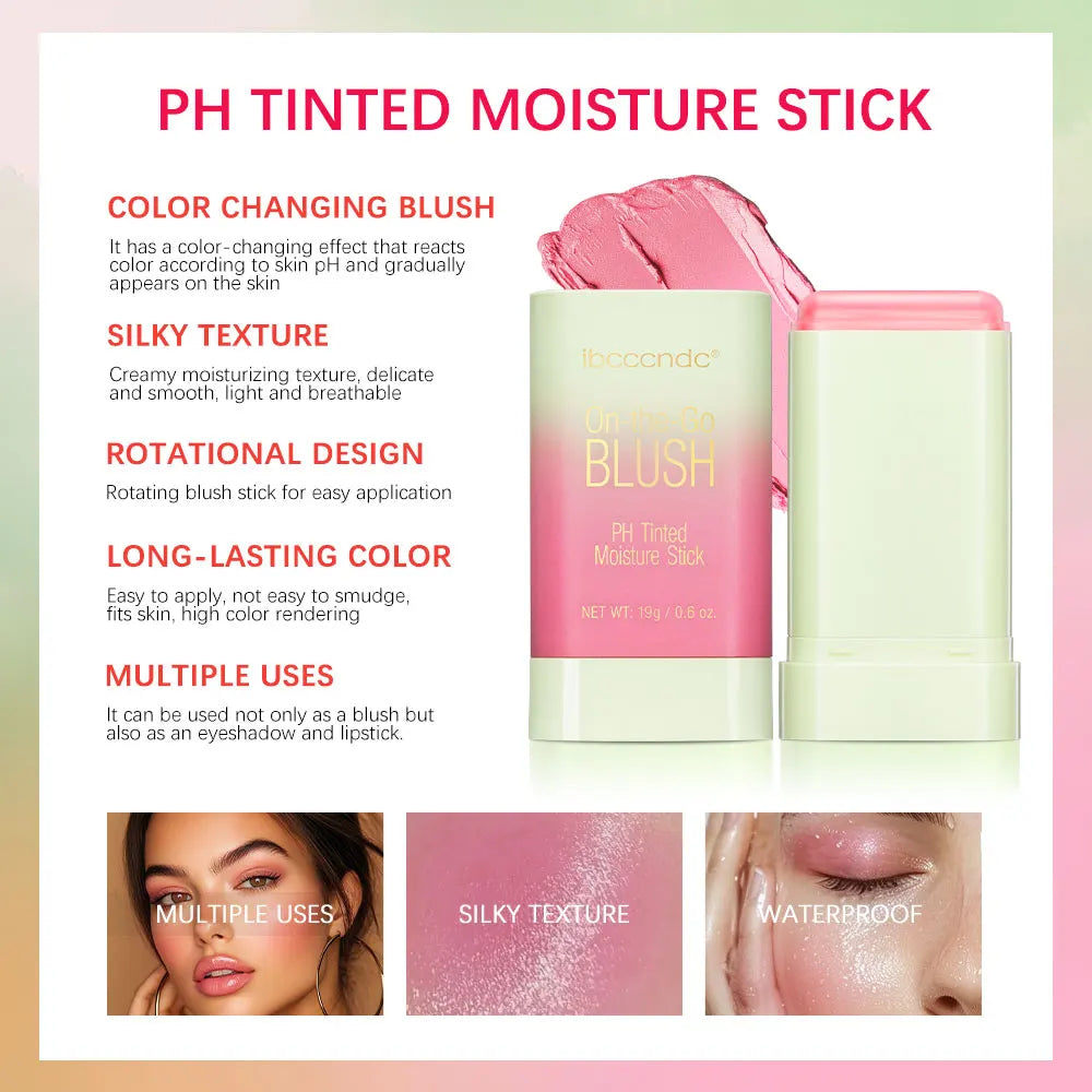 Blush Stick 3 em 1 que Muda de Cor com a Temperatura para Bochecha Lábios e Contorno 19g