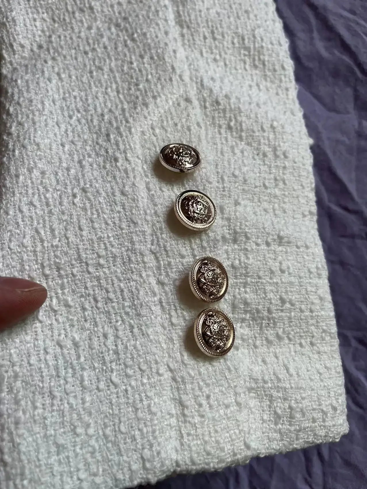 Women's French Tweed Short Coat – Gold Button Slim Jacket | Office Lady Style