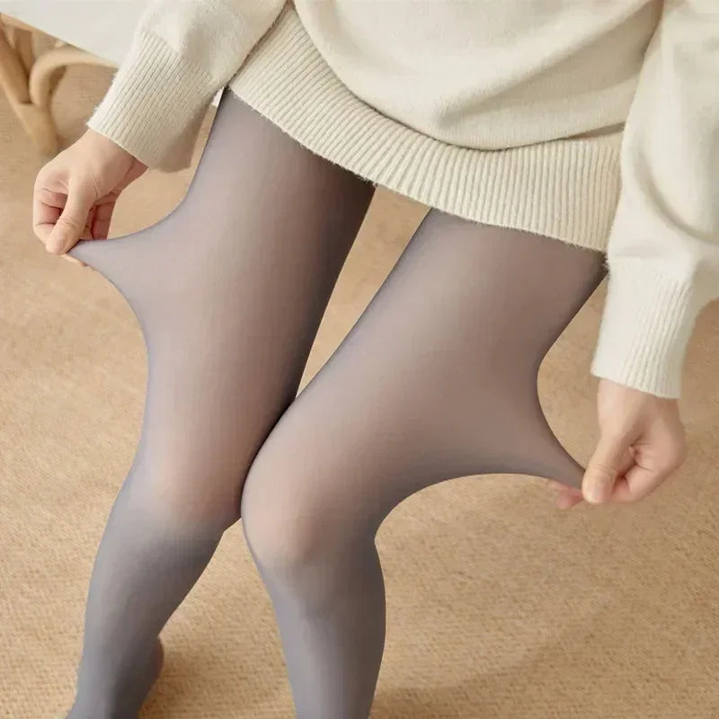 Meia-Calça Térmica com Forro de Fleece Feminina Slim e Elástica para Inverno