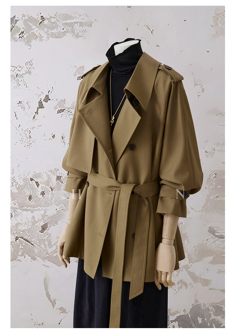 Women's Luxury Trench Coat | Double-Breasted Belted Jacket | British Office Style