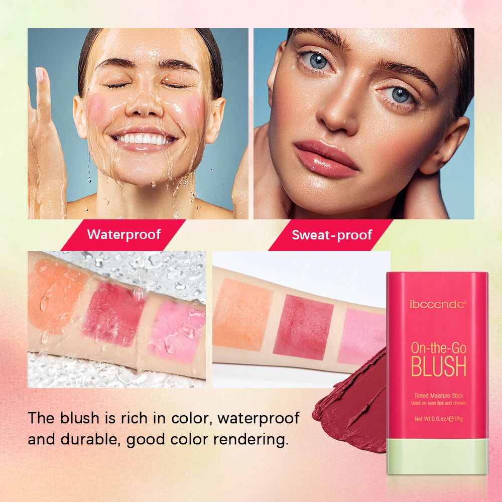 Blush Stick Cremoso Waterproof com Alta Pigmentação e Longa Duração 7 Tons Ilumina e Colore