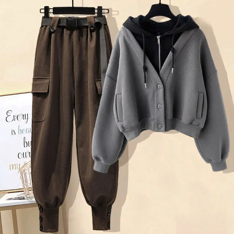 Women's Knitted 3-Piece Set – High-Neck Slim Fit Elegant Autumn Winter Ensemble