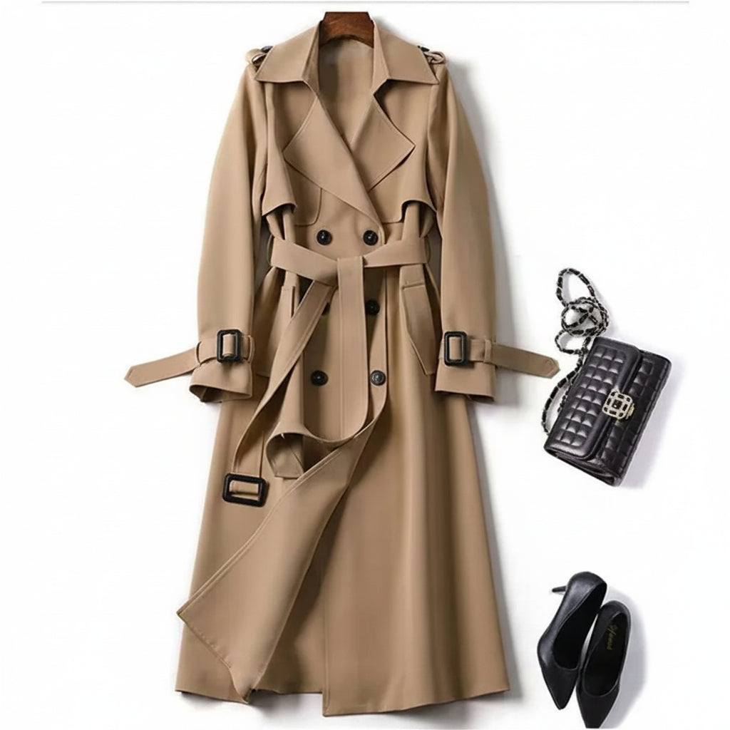 Women's Classic Trench Coat | Belted Long Jacket | Spring & Autumn Outerwear