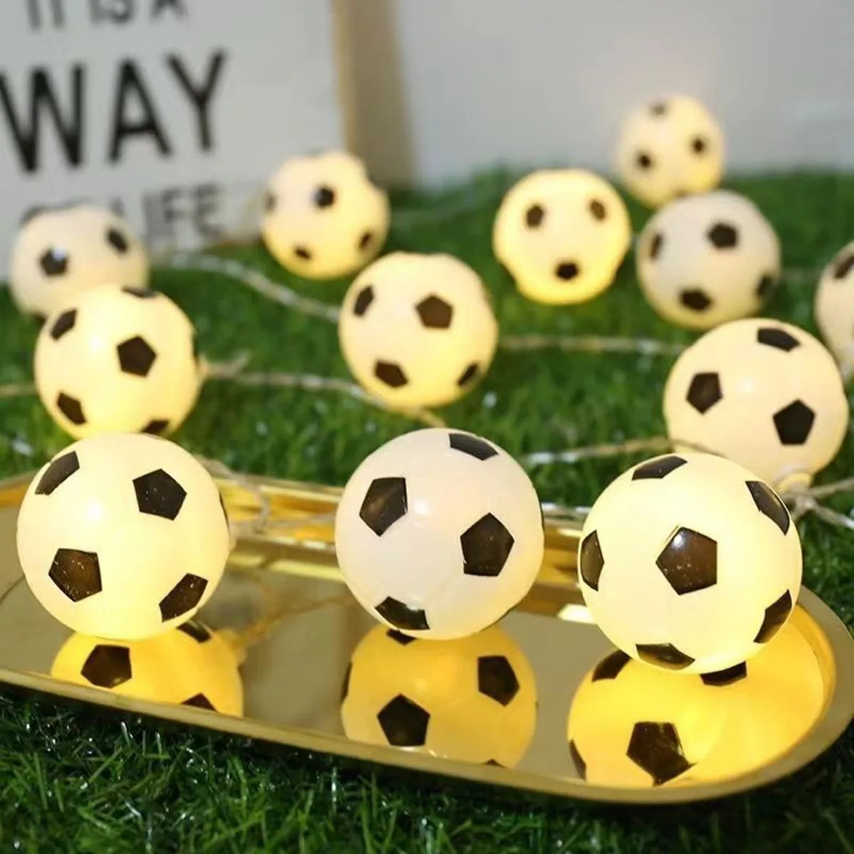 Football Party Themed Decor Football Shaped String Lights Festival Atmosphere Lights Battery Powered