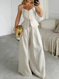 Women's Sleeveless Two-Piece Set – Strapless Top & High Waist Pants | Spring Summer Streetwear