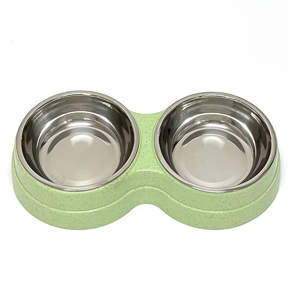 Comedouro Duplo Antiderrapante para Cães e Gatos com Base Redonda para Água e Ração
