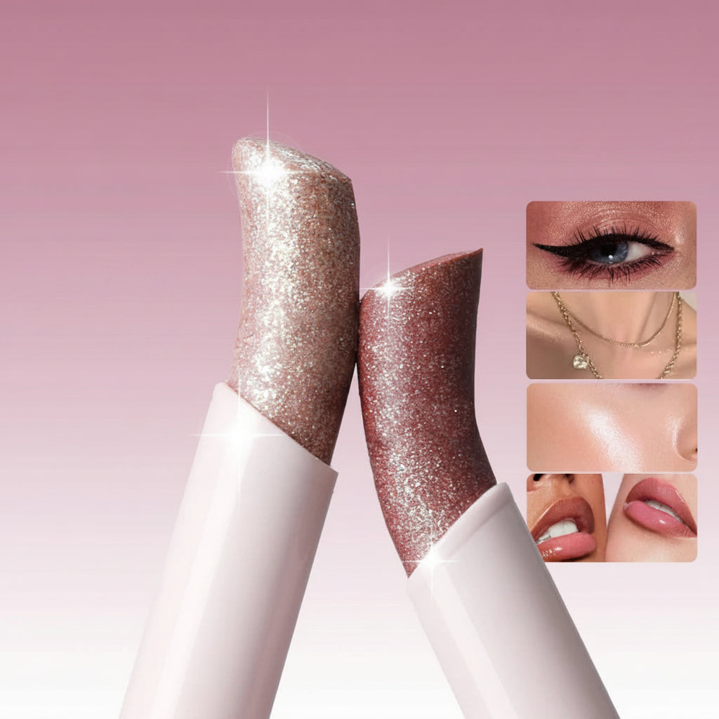 Sombra em Bastão Jelly Holográfica com Glitter e Shimmer Pérola para Iluminação dos Olhos