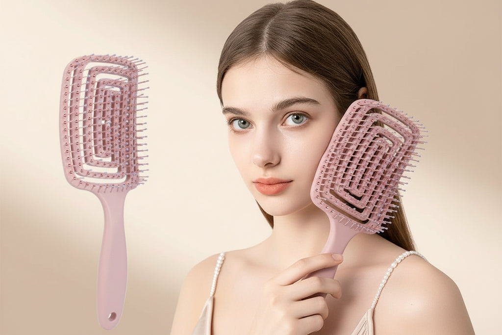 Pente Massageador Vazado para Cabelos e Perucas com Dentes Finos e Design Ergonômico