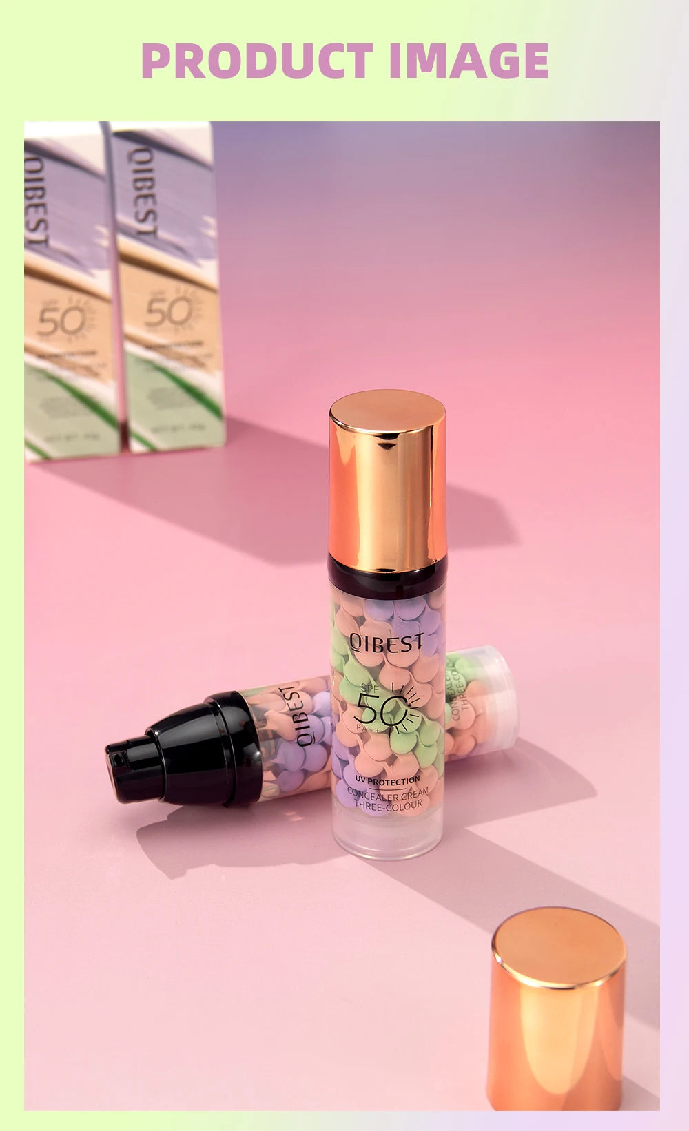 Corretivo Líquido 3 em 1 Primer Base e Iluminador Facial 40g para Todos os Tipos de Pele