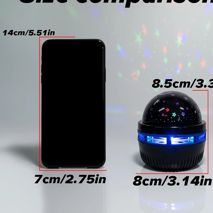 Projetor LED Céu Estrelado USB Luz Noturna Bola Mágica Lua e Estrelas para Decoração de Quarto